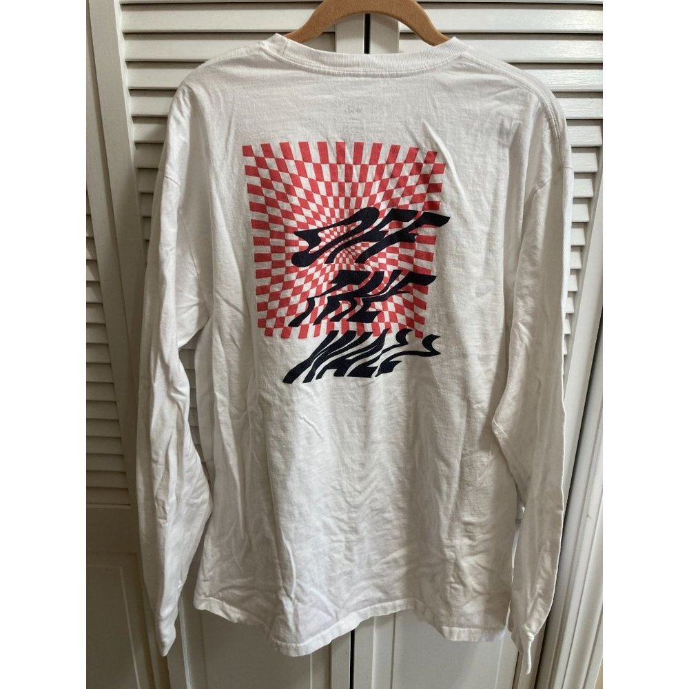 Vans V66 Off The Wall Psychedelic White Long Sleeve Tshirt Salmon Checkers NWOT